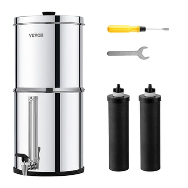 2.25G Gravity-fed Water Filter Countertop System Stainless Steel 2 Filters
