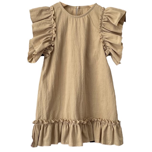 Qudderr Robes d'Été pour Enfants et Bébés pour Fille, Robe Décontractée Évasée à Volants, Robe Soleil pour Tout-Petit en Coton et Lin pour 6 Mois - 6 Ans