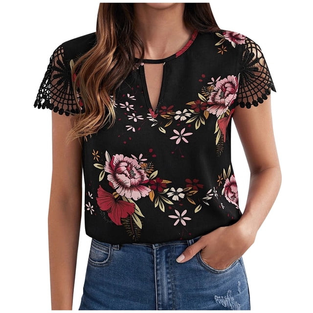 Birdeem Womens Summer Printed Short-Sleeved Round-Neck Shirt Casual Loose Leopard Print