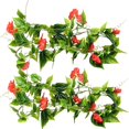 thumbnail image 3 of 2pcs Artificial Vine Morning Glory Hanging Fake Foliage Home Decor Simulation Vine Plant  Red, 3 of 10