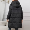 thumbnail image 4 of hoksml Women Mid-Length Hooded Down Jacket Solid Color Zipper Pocket Winter Warm Coat Fashion Comfortable Puffer Jacket, 4 of 4