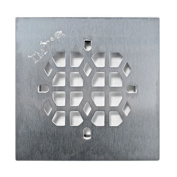 Floor Choice Drain de Douche Carré Abstrait de 4,25 Pouces en Acier Inoxydable Antirouille avec Motif Géométrique Qui Collecte les Poils Tout en Permettant le drainage de l'Eau, Conçu pour s'Adapter aux drains de Douche Standards pour un Remplacement Facile et une Utilisation en Rénovation.