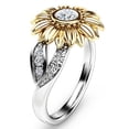thumbnail image 4 of EGNMCR Rings Exquisite Women's Two Tone Floral Ring Round Sunflower Jewel ring, 4 of 4