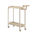 thumbnail image 2 of Fiudx Cream Rolling Side Table with Wheels | 2-Tier Mobile End Table & Nightstand | 18.8" Portable Nesting Table for Small Spaces | Bedroom, Living Room Storage Organizer, 2 of 6