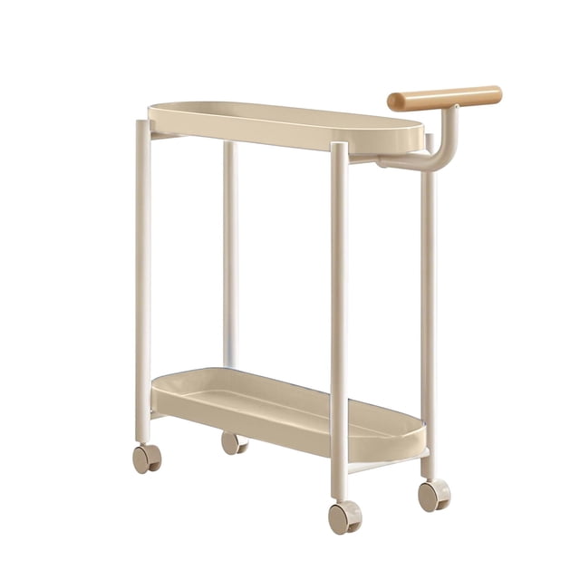 Bwiyojiz Rangement et Organisation 18.8x7x20.8 Pouces Table d'Appoint Roulante avec Roues Crème Table d'Extrémité Mobile-Chevet de Chambre Salon Portable Gigogne pour Petits Espaces, Cadeaux pour Vous-Même, Blanc