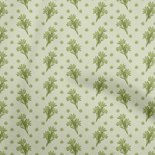 oneOone Polyester Spandex Light Green Fabric Floral Sewing Material Print Fabric By The Yard 56 Inch Wide