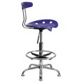 thumbnail image 3 of Vibrant Deep Blue and Chrome Drafting Stool with Tractor Seat, 3 of 9