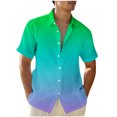 thumbnail image 1 of Chemises pour Hommes, Mode Décontractée Col Rabattu Imprimé Dégradé Manches Courtes Chemise Boutonnée Hauts Blouse, 1 of 4