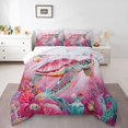 thumbnail image 2 of Erosebridal Ensembles de Douillette Tortue de Mer pour Enfants Format Grand, Douillettes et Couettes Océan Roses, Décor Côtier Marin, Réversible 3 Pcs, 2 of 7