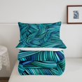 thumbnail image 4 of YST Teal Blue Line Comforter Set Twin Size,Bule Ombre Stripes Bedding Set,Abstract Ripple Down Comforter For Adult Teens Young,Western Art Aesthetics Style Quilt Set,Lightweight Soft Warm, 4 of 5
