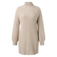 thumbnail image 4 of Kcodviy Automne Hiver Robe Chandail à Manches Longues Fendue Col Roulé Couleur Unie Robe Chandail Décontractée pour Femmes Grande Taille Robe Chandail pour Dames Robe d'Été en Coton pour Femmes Robe, 4 of 5