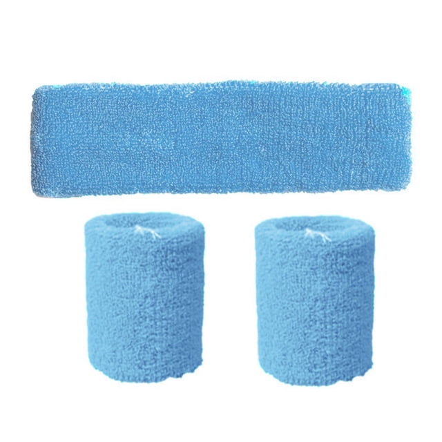 Decodeary Unisex Polyester Elastic Wristband Headband Set Solid Color Breathable Sports Basketball Sweatband