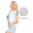 thumbnail image 3 of Womens Distressed Denim Button Up Sleeveless Crop Vest, Off-White, XX-Large, 3 of 5
