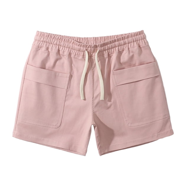 Teissuly Shorts d'Été Rabais Hommes Unis Décontractés Mode Coton Sport Élastiques Taille Mi-Haute à Lacets