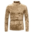thumbnail image 1 of Hauts à Manches Longues pour Femmes Automne 2024 Mode pour Hommes Base Rétro Scène Fête Couleur Unie Manches Longues Col Rond Hauts Chandails pour Femmes Grande Taille P-69 Or S, 1 of 7