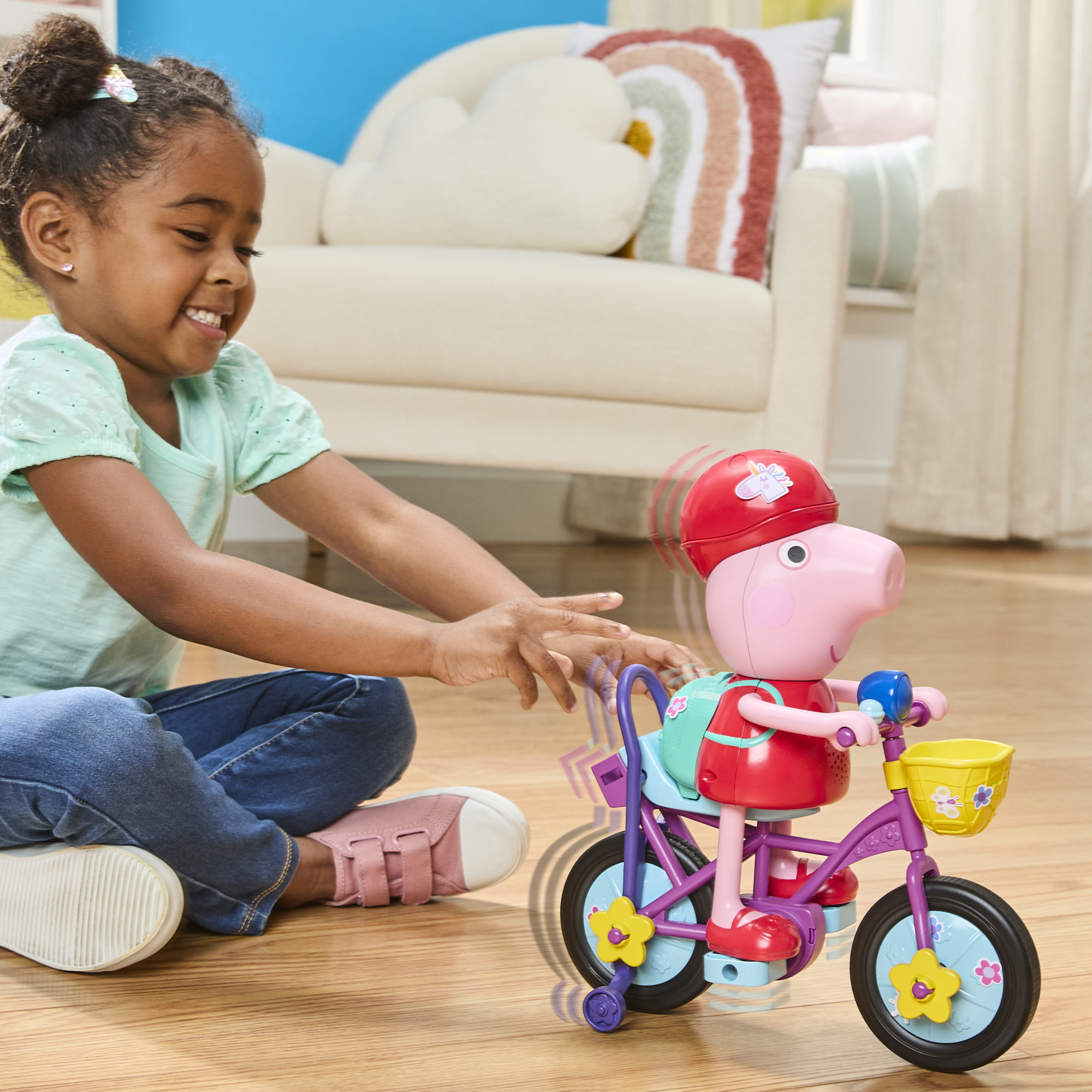 Peppa Pig À vélo avec Peppa, coffret avec figurine interactive et vélo - Version anglaise