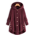 thumbnail image 1 of Veste pour Femme Mode à Boutons en Laine Duveteuse à Capuche Coupe Ample Hiver Chaleur Grande Taille, 1 of 1