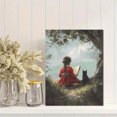 thumbnail image 2 of Girl Reading With Cat Library Canvas Wall Art 15.75x11.81 Inches, 2 of 8