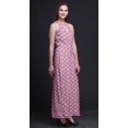 thumbnail image 3 of Bimba Geometric Women Printed Crew Neck Side Slits Halter Dress Long Evening Gown-Medium, 3 of 6
