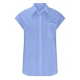 thumbnail image 4 of EGNMCR T-Shirts pour Femmes Mode T-Shirt à Manches Courtes pour Femme Col Rabattu Col Rond Bouton Décontracté Élastique Confortable Blouse Chemises, 4 of 6