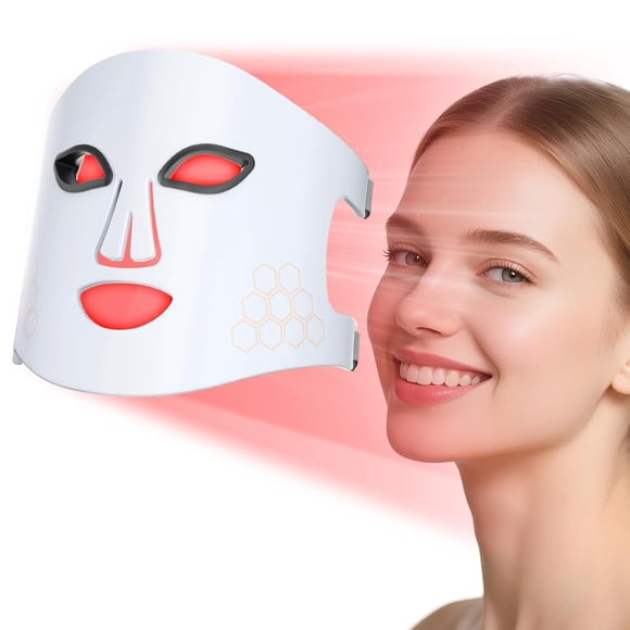 Masque de Luminothérapie Rouge Professionnel pour le Visage - Appareil de Rajeunissement Facial 4-en-1 à DEL avec Lumière Rouge 660 Nm et Infrarouge Proche 850 Nm, Soins de la Peau Portatifs Anti-âge pour les Rides, l'Acné et un Regain de Collagène