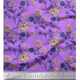 thumbnail image 1 of Soimoi Tissu Poly Georgette Feuilles & Roses Imprimé Floral 1 Yard 42 Pouces de Large, 1 of 3