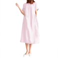 thumbnail image 1 of 2025 Robe Maxi Sans Manches à Col Rond pour Femmes, Manches Courtes, Couleur Unie, Coupe Ample, Robes Maxi pour Femmes, Ajustée, Longueur Mi-Cuisse, 1 of 5