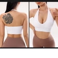thumbnail image 5 of MIASHUI Bras for Women Halterneck Sports Bra Backless Deep V Neck Sports Bustier Padded Gym Bra Backless Adjustable Straps, 5 of 5