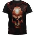 thumbnail image 1 of Halloween Horned Demon Skull From Hell All Over Mens Black Back T Shirt, 1 of 1