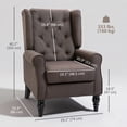thumbnail image 3 of HOMCOM Button-Tufted Accent Chair with Wing Back Rounded Arms Brown, 3 of 10