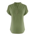 thumbnail image 5 of Enjoytime Women's Button Down Shirts Solid Color V-Neck Short Sleeve Tops Office Work Business Summer Blouses, 5 of 5