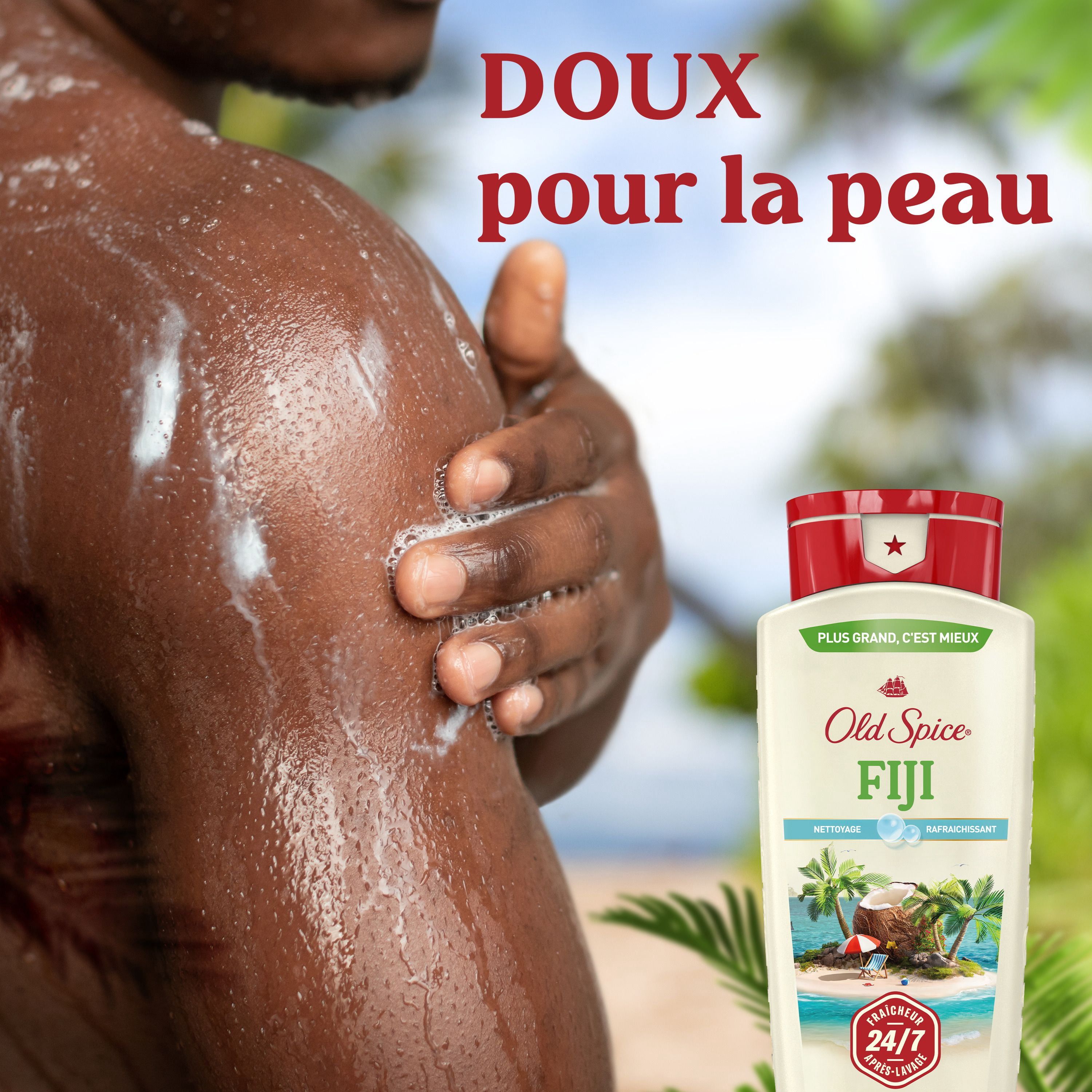Old Spice Men's Body Wash, Fiji Scent, 24/7 Shower Fresh, Long Lasting Scent
