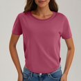 thumbnail image 2 of Yuyuzo Hauts Courts pour Femmes T-Shirts à Manches Courtes Col Rond Hauts de Sortie T-Shirts Unis Hauts, 2 of 7