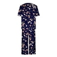 thumbnail image 4 of Fankiway Ensemble de Pyjama pour Femmes à Imprimé, Col Rond, Manches Courtes, Chemise de Nuit et Pantalon, Tenue d'Intérieur avec Poches, Ensemble pour Femmes, Tenues d'Été, Tenues d'Été pour Femmes, 3362 Pcs, 4 of 8