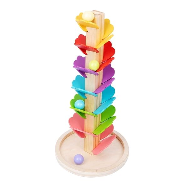 Binwennn Wooden Track Track Toy Colorful Rolling Tower Sound Tree Kids Game Falling Toy Wooden Colorful Music Tree Falling Toy Rolling Ramp Toy Alphabet Game Kids Games 2-4 Years Animal Sensory for