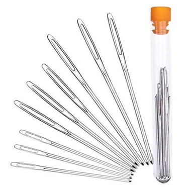 Youkk 9Pcs Large-Eye Blunt Needles Stainless Steel Yarn Knitting Needles Sewing Needles Knitting Weaving Stringing Needles with Needle Bottle