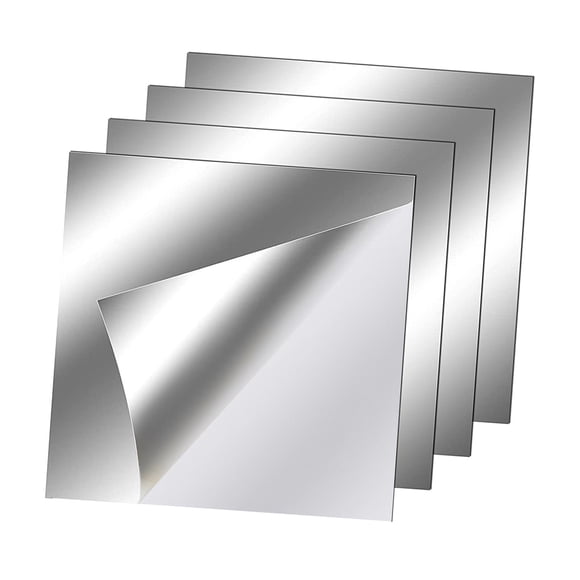 4x Square Wall Mirror Tiles Sticky Frameless Full Length Mirror Acrylic Flexible 15cmx15cm