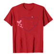 thumbnail image 4 of Chandails de la Saint-Valentin pour Femmes Col Rond Manches Courtes Mode T-Shirt à Imprimé Cœur Ample Léger Confortable Doux T-Shirt de Base Vêtements de Vacances Rouge G, 4 of 4