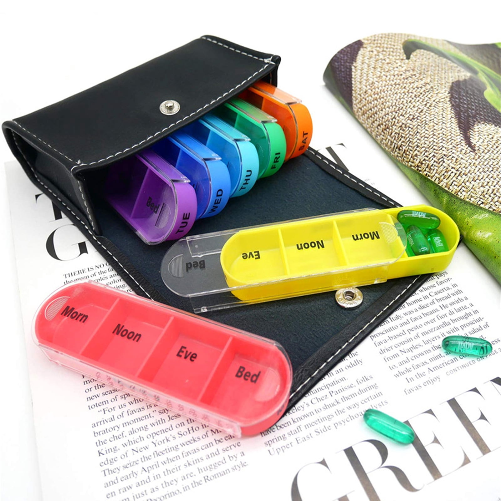 Container,Container Portable Container Pill Container Portable 7 Pill Container Pill Box 7 Fish Oil Supplement 7 Day Pill Box 7 Day Portable Container Fish Pill Medicine 7 Day Pill Medicine Dsfen