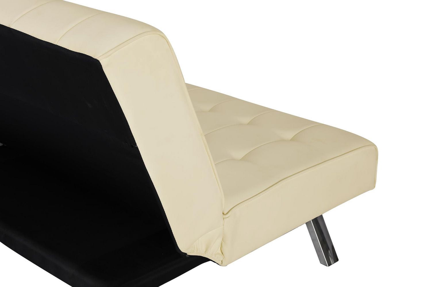 Canapé futon convertible capitonné Evie de DHP, simili cuir vanille