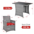 thumbnail image 2 of Patiojoy Ensemble de Meubles en Rotin pour Patio 3 Pcs Ensemble de Table et Chaises en Osier d'Extérieur avec Coussins Rouge, 2 of 6