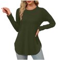 thumbnail image 1 of Pisexur Hauts pour Femmes Décontractés Col Rond T-Shirts Couleur Unie Été Classique Manches Longues Tuniques Tendance Blouses Automne, 1 of 6