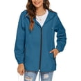 thumbnail image 3 of Sentmoon Waterproof Jacket with Hood Long Sleeve Raincoat for Women Solid Color All-Weather Zippered Rain Ponchos with Pockets for Hiking, Trekking & Daily Wear M, 3 of 8