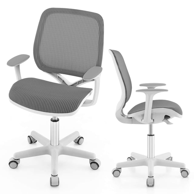 Costway Kids Desk Armchair Swivel Mesh Children Computer Chair with Adjustable Height Gray.