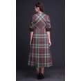 thumbnail image 3 of Bimba Check Printed Womens Roll Up Sleeves Dress Mandarin Collar Button Down Shirt-Small, 3 of 5