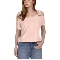thumbnail image 1 of XMMSWDLA T-Shirt Graphique à Manches Courtes à Col en V pour Femme Rose Chandails de Gym Femme, 1 of 7