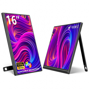 16 Moniteur portable de pouce pour ordinateur portable, 1920x1200P Ultra mince FHD IPS 16:10 Affichage externe, 100% sRGB Support en aluminium, USB-C/Mini HDMI, Utilisation pour PC, Téléphone, bureau (noir)