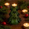 thumbnail image 3 of Holiday Time Christmas Green Glass Tree Candle Holder, 4.33", Indoor, 3 of 5