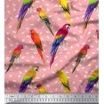 thumbnail image 1 of Soimoi Pink Moss Georgette Fabric Macaw Parrot Bird Decor Fabric Printed Yard 44 Inch Wide, 1 of 3
