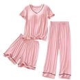 thumbnail image 2 of Ensemble de Pyjama pour Femme à Boutons, Décontracté, Manches Courtes, Coupe Ample, Shorts, Vêtements de Maison, 2 of 4